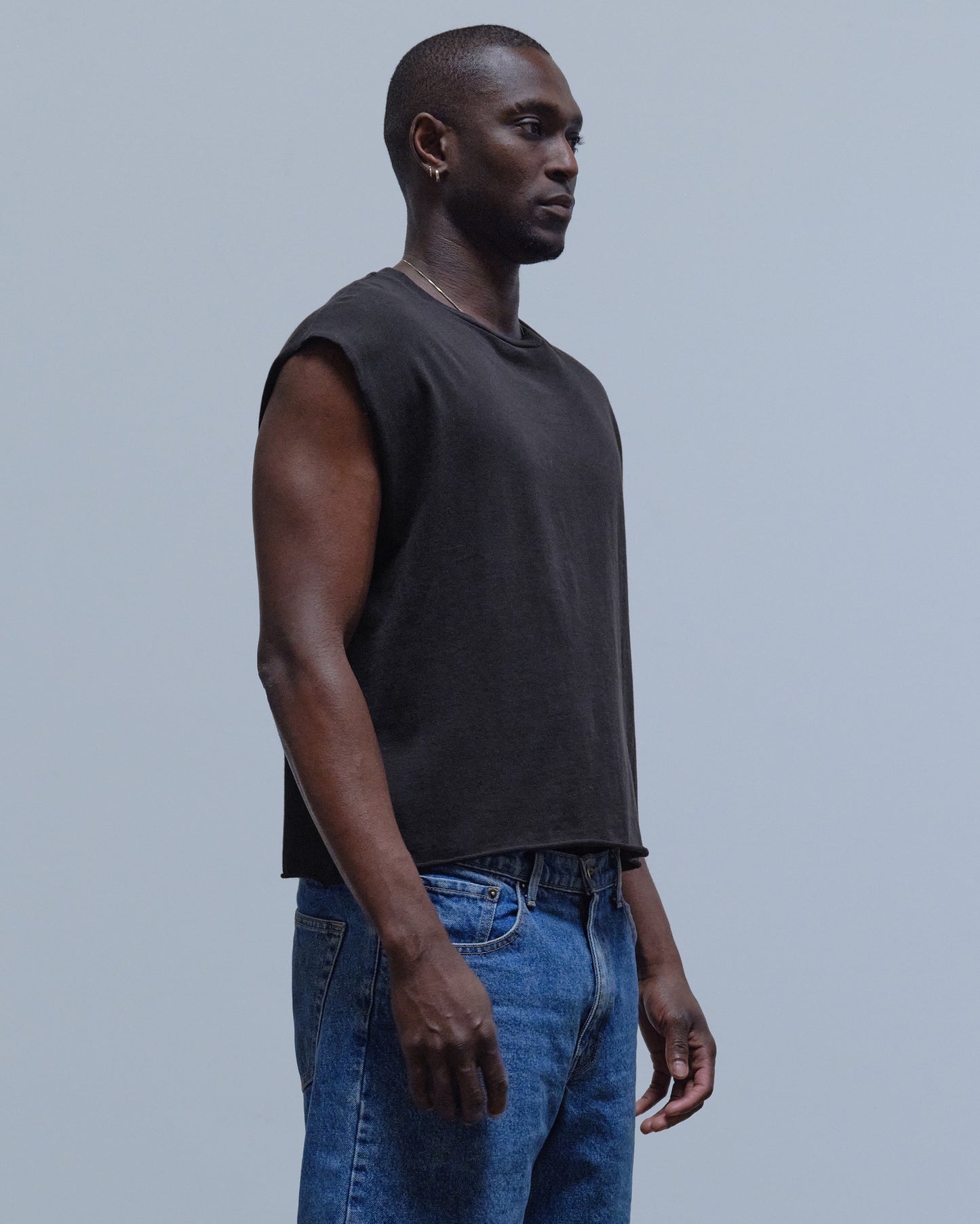 CROP CUT OFF - STONE WASH BLACK