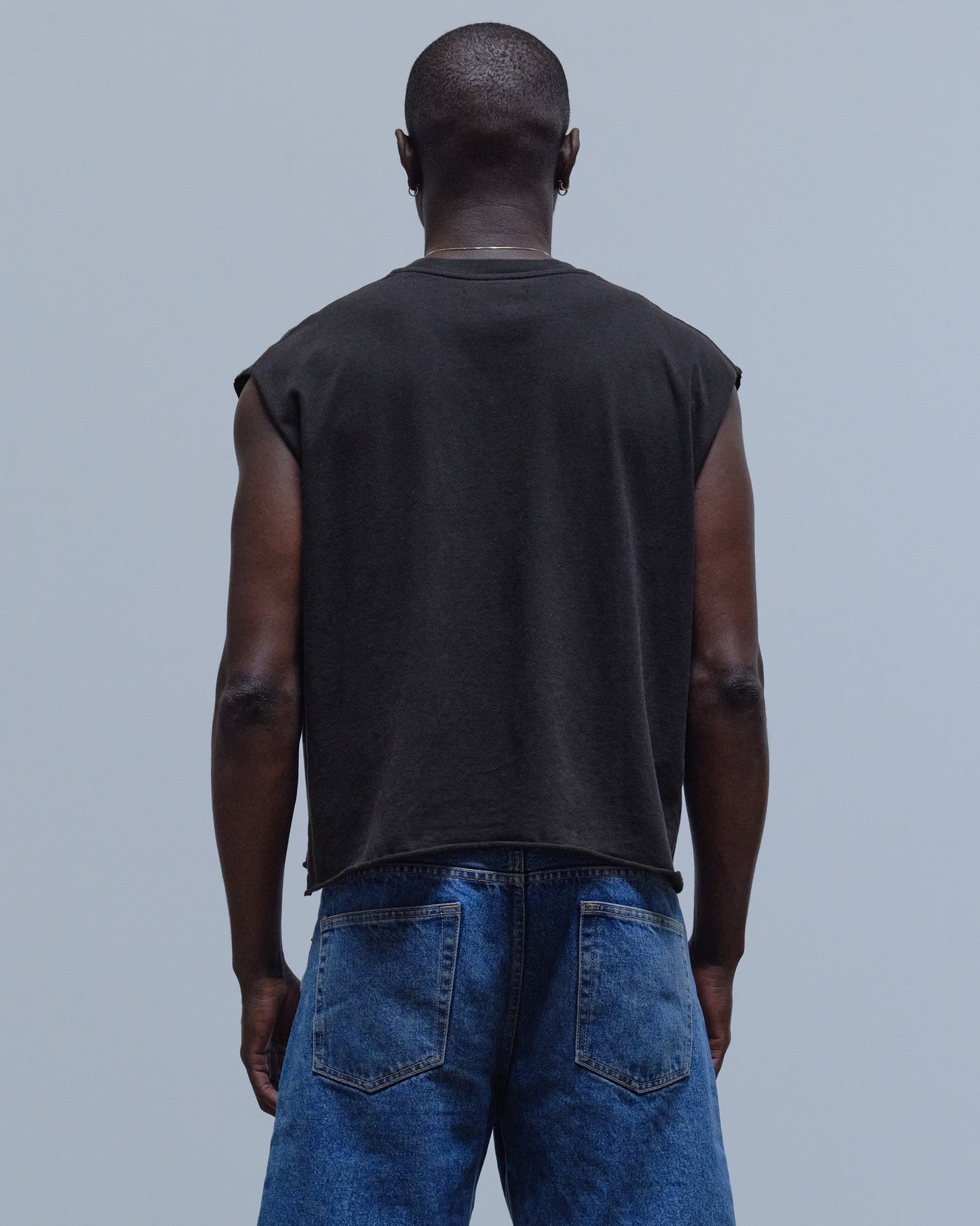 CROP CUT OFF - STONE WASH BLACK