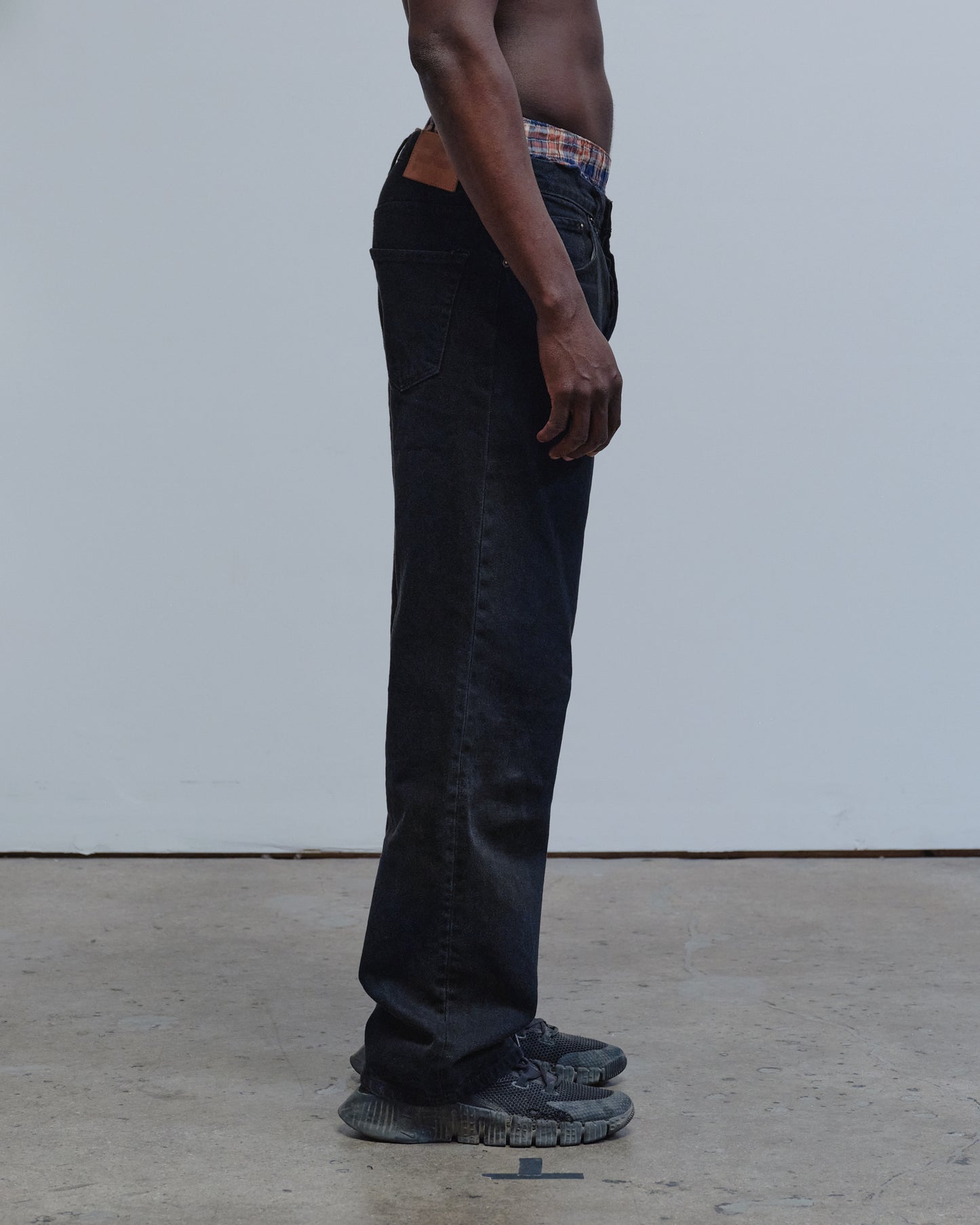 RD202-R / RELAXED FIT DENIM JEANS, WASHED BLACK
