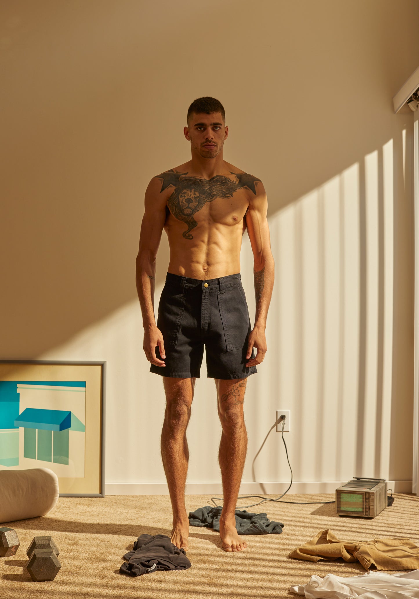 CANVAS WORKER SHORT, BLACK