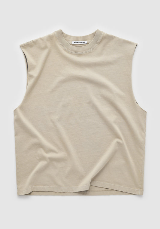 BODY FIT CUT-OFF TEE, SAND