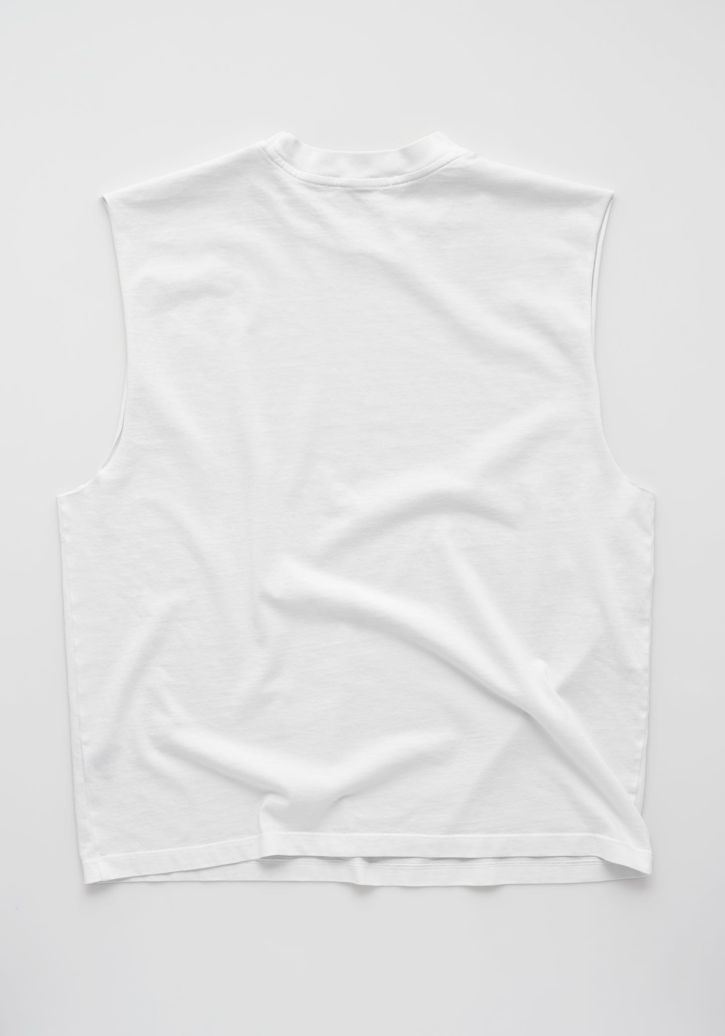 BODY FIT CUT-OFF TEE, WHITE