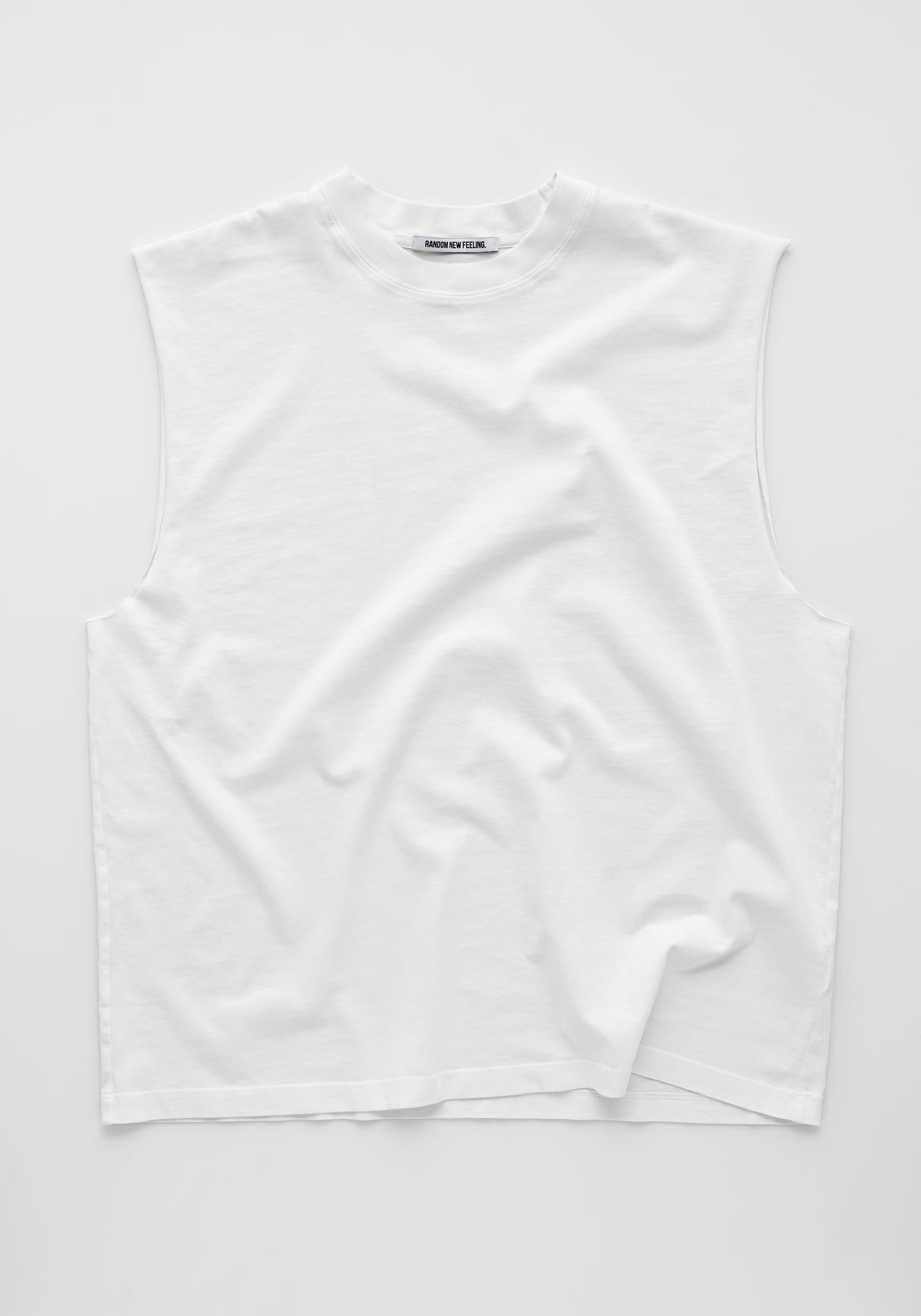 BODY FIT CUT-OFF TEE, WHITE